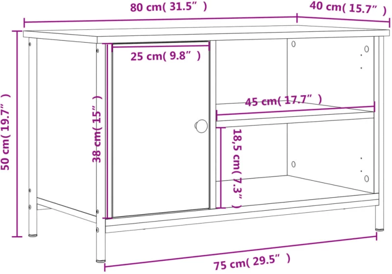 ΈΠΙΠΛΟ ΤΗΛΕΟΡΑΣΗΣ ΜΑΥΡΟ 80 X 40 X 50 ΕΚ. ΑΠΟ ΕΠΕΞΕΡΓΑΣΜΕΝΟ ΞΥΛΟ 832768