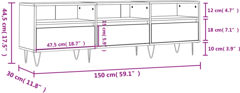 ΈΠΙΠΛΟ ΤΗΛΕΟΡΑΣΗΣ ΓΚΡΙ SONOMA 150X30X44,5 ΕΚ. ΑΠΟ ΕΠΕΞΕΡΓ. ΞΥΛΟ 831282
