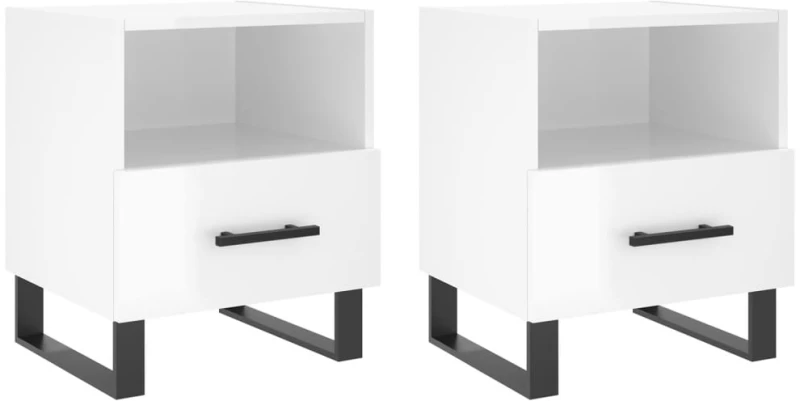 ΚΟΜΟΔΙΝΑ 2 ΤΕΜ. ΓΥΑΛ. ΛΕΥΚΟ 40X35X47,5 ΕΚ. ΕΠΕΞΕΡΓΑΣΜΕΝΟ ΞΥΛΟ 827489