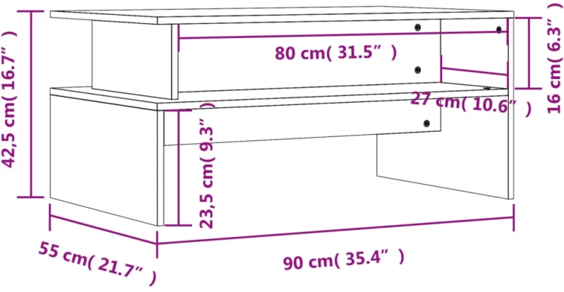ΤΡΑΠΕΖΑΚΙ ΣΑΛΟΝΙΟΥ ΓΚΡΙ ΣΚΥΡΟΔ. 90X55X42,5 ΕΚ. ΕΠΕΞΕΡΓ. ΞΥΛΟ 834281