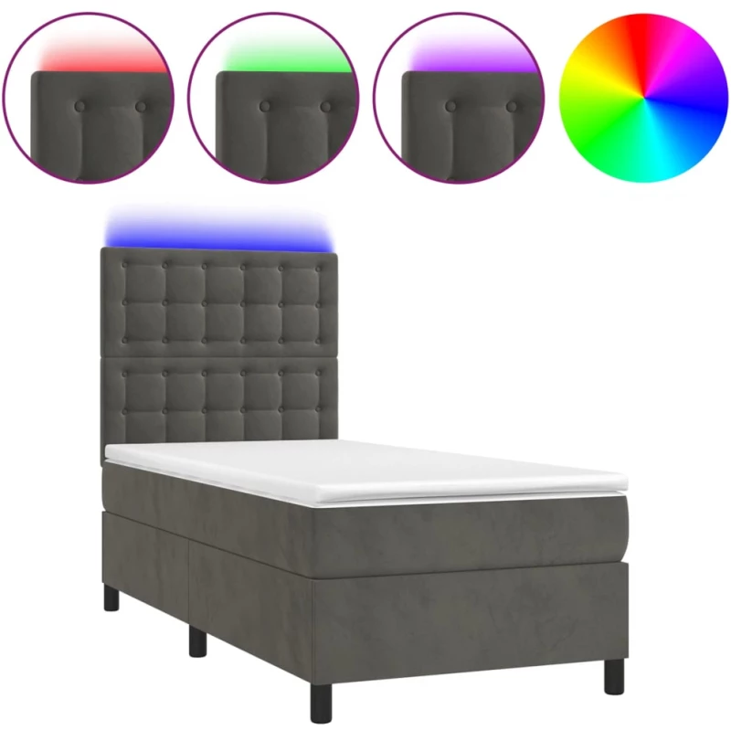 ΚΡΕΒΑΤΙ BOXSPRING ΜΕ ΣΤΡΩΜΑ & LED ΣΚ. ΓΚΡΙ 80X200 ΕΚ. ΒΕΛΟΥΔΙΝΟ 3136330