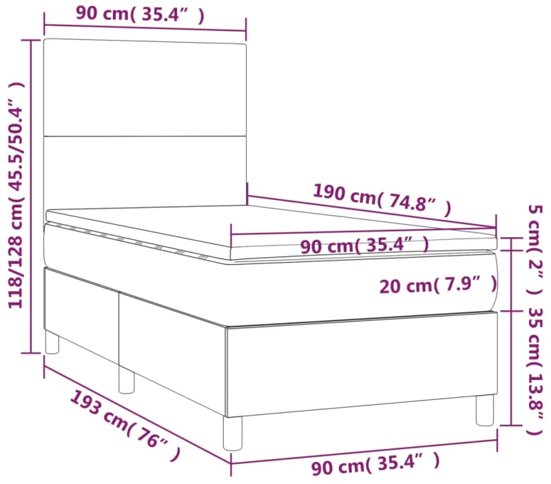 ΚΡΕΒΑΤΙ BOXSPRING ΜΕ ΣΤΡΩΜΑ & LED ΣΚ. ΜΠΛΕ 90X190 ΕΚ. ΒΕΛΟΥΔΙΝΟ 3135979