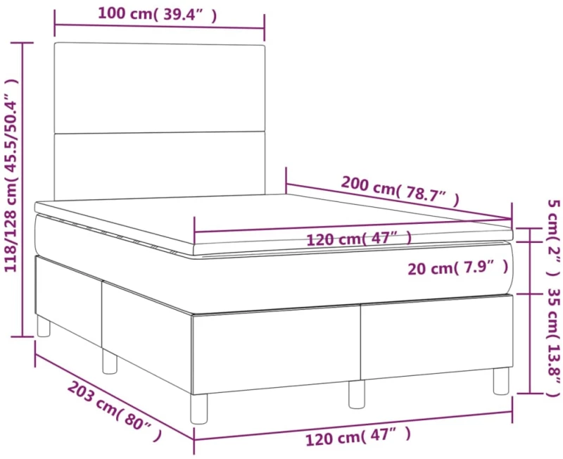 ΚΡΕΒΑΤΙ BOXSPRING ΜΕ ΣΤΡΩΜΑ ΣΚΟΥΡΟ ΓΚΡΙ 120X200 ΕΚ. ΥΦΑΣΜΑΤΙΝΟ 3142162