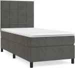 ΚΡΕΒΑΤΙ BOXSPRING ΜΕ ΣΤΡΩΜΑ ΣΚΟΥΡΟ ΓΚΡΙ 90X190 ΕΚ. ΒΕΛΟΥΔΙΝΟ 3142996