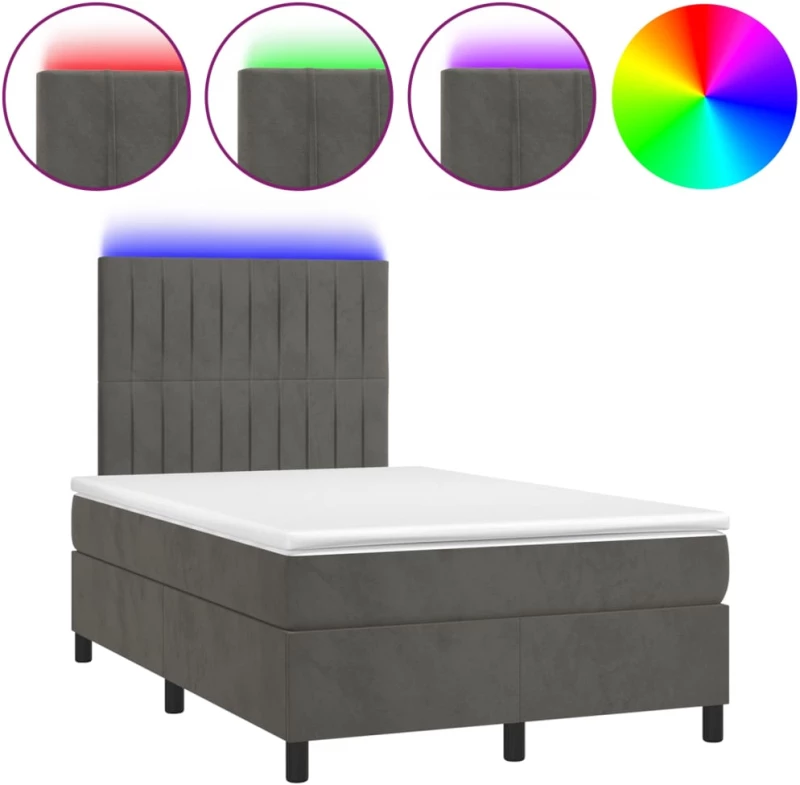 ΚΡΕΒΑΤΙ BOXSPRING ΜΕ ΣΤΡΩΜΑ & LED ΣΚ. ΓΚΡΙ 120X200ΕΚ. ΒΕΛΟΥΔΙΝΟ 3136234