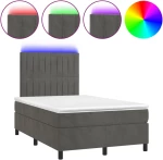 ΚΡΕΒΑΤΙ BOXSPRING ΜΕ ΣΤΡΩΜΑ & LED ΣΚ. ΓΚΡΙ 120X200ΕΚ. ΒΕΛΟΥΔΙΝΟ 3136234
