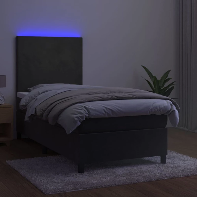 ΚΡΕΒΑΤΙ BOXSPRING ΜΕ ΣΤΡΩΜΑ & LED ΣΚ. ΓΚΡΙ 100X200ΕΚ. ΒΕΛΟΥΔΙΝΟ 3135988