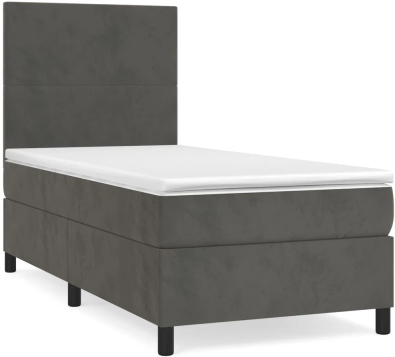 ΚΡΕΒΑΤΙ BOXSPRING ΜΕ ΣΤΡΩΜΑ ΣΚΟΥΡΟ ΓΚΡΙ 100X200 ΕΚ. ΒΕΛΟΥΔΙΝΟ 3142888