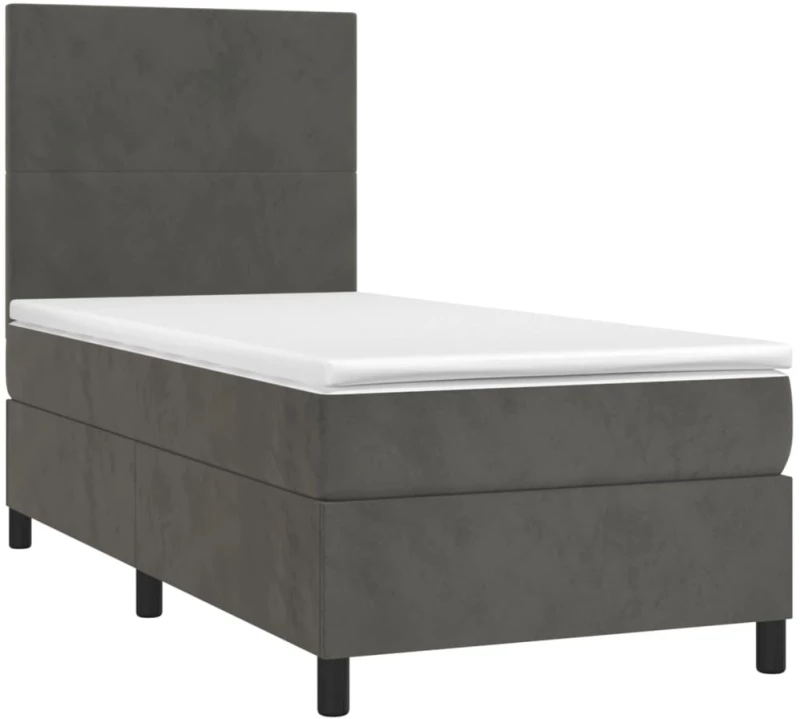 ΚΡΕΒΑΤΙ BOXSPRING ΜΕ ΣΤΡΩΜΑ ΣΚΟΥΡΟ ΓΚΡΙ 100X200 ΕΚ. ΒΕΛΟΥΔΙΝΟ 3142888