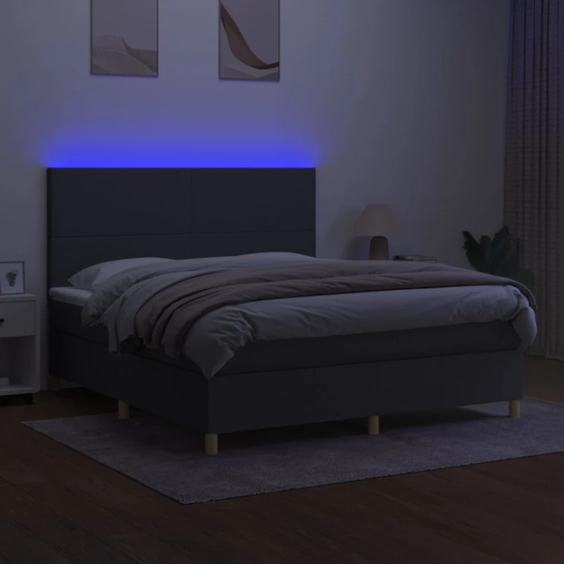 ΚΡΕΒΑΤΙ BOXSPRING ΜΕ ΣΤΡΩΜΑ & LED ΣΚ.ΓΚΡΙ 180X200 ΕΚ ΥΦΑΣΜΑΤΙΝΟ 3135294