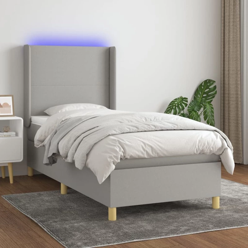 ΚΡΕΒΑΤΙ BOXSPRING ΜΕ ΣΤΡΩΜΑ & LED ΑΝ.ΓΚΡΙ 90X190 ΕΚ. ΥΦΑΣΜΑΤΙΝΟ 3138677