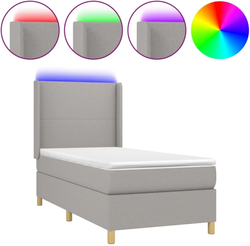 ΚΡΕΒΑΤΙ BOXSPRING ΜΕ ΣΤΡΩΜΑ & LED ΑΝ.ΓΚΡΙ 90X190 ΕΚ. ΥΦΑΣΜΑΤΙΝΟ 3138677
