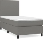 ΚΡΕΒΑΤΙ BOXSPRING ΜΕ ΣΤΡΩΜΑ ΣΚΟΥΡΟ ΓΚΡΙ 90X190 ΕΚ. ΥΦΑΣΜΑΤΙΝΟ 3141578