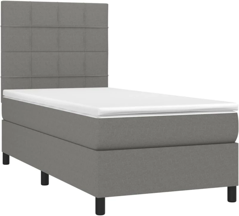 ΚΡΕΒΑΤΙ BOXSPRING ΜΕ ΣΤΡΩΜΑ ΣΚΟΥΡΟ ΓΚΡΙ 100X200 ΕΚ. ΥΦΑΣΜΑΤΙΝΟ 3141754