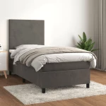 ΚΡΕΒΑΤΙ BOXSPRING ΜΕ ΣΤΡΩΜΑ ΣΚΟΥΡΟ ΓΚΡΙ 90X190 ΕΚ. ΒΕΛΟΥΔΙΝΟ 3142876