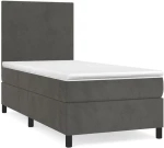 ΚΡΕΒΑΤΙ BOXSPRING ΜΕ ΣΤΡΩΜΑ ΣΚΟΥΡΟ ΓΚΡΙ 90X190 ΕΚ. ΒΕΛΟΥΔΙΝΟ 3142876