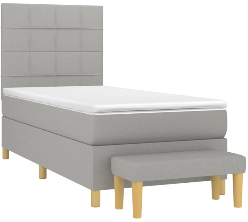 ΚΡΕΒΑΤΙ BOXSPRING ΜΕ ΣΤΡΩΜΑ ΑΝΟΙΧΤΟ ΓΚΡΙ 90X200 ΕΚ. ΥΦΑΣΜΑΤΙΝΟ 3137125