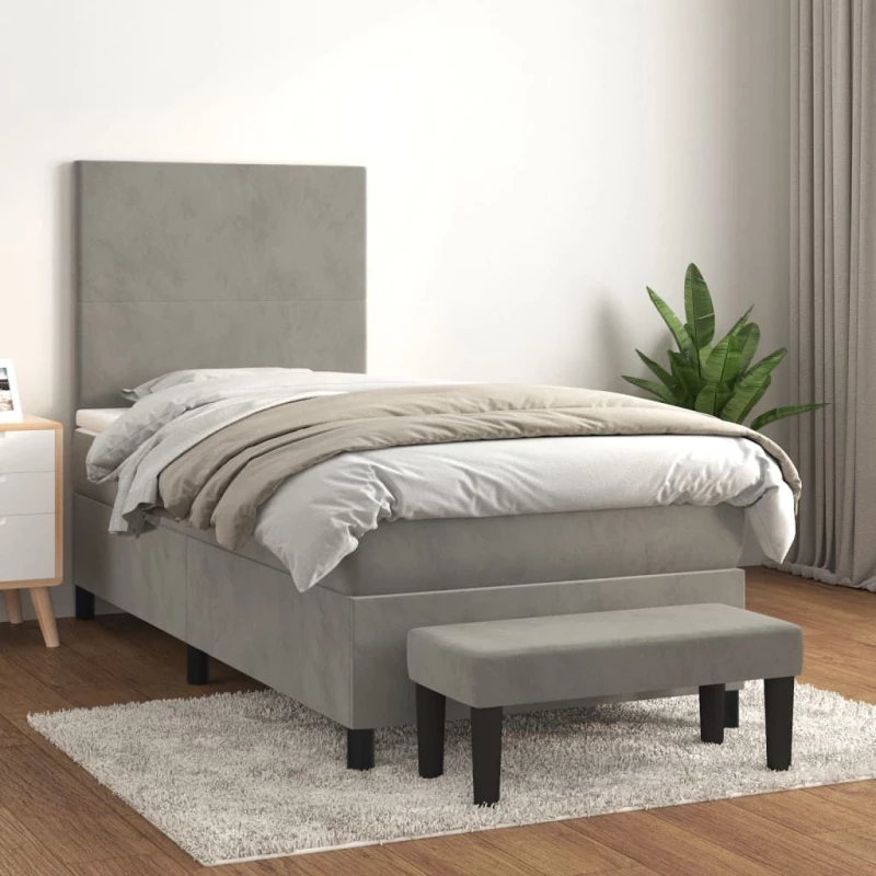 ΚΡΕΒΑΤΙ BOXSPRING ΜΕ ΣΤΡΩΜΑ ΑΝΟΙΧΤΟ ΓΚΡΙ 80X200 ΕΚ. ΒΕΛΟΥΔΙΝΟ 3137689