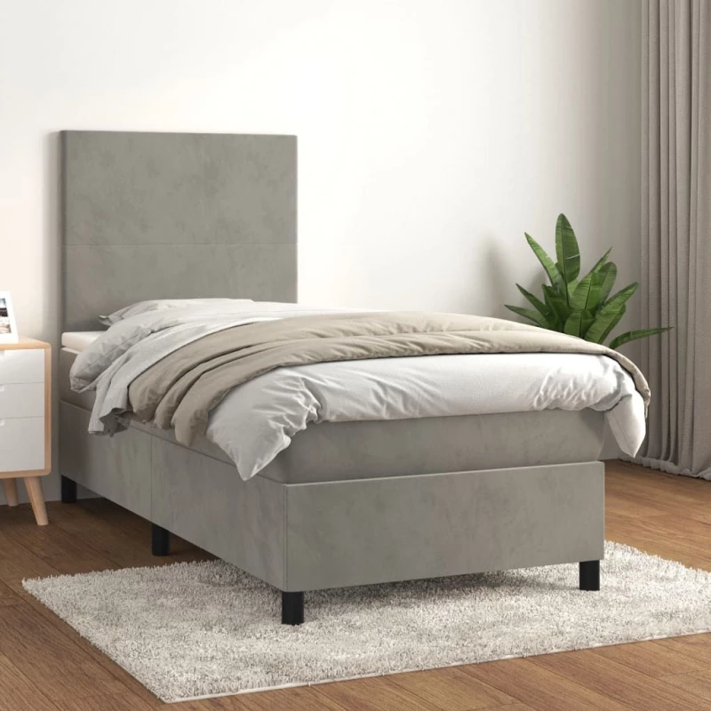 ΚΡΕΒΑΤΙ BOXSPRING ΜΕ ΣΤΡΩΜΑ ΑΝΟΙΧΤΟ ΓΚΡΙ 80X200 ΕΚ. ΒΕΛΟΥΔΙΝΟ 3142869