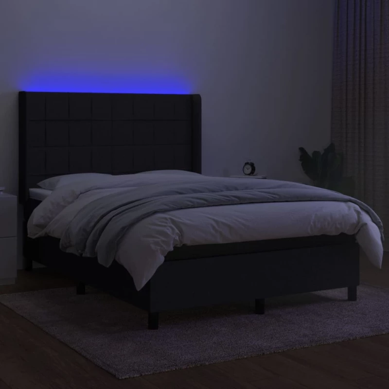 ΚΡΕΒΑΤΙ BOXSPRING ΜΕ ΣΤΡΩΜΑ & LED ΜΑΥΡΟ 140X200 ΕΚ. ΥΦΑΣΜΑΤΙΝΟ 3138319