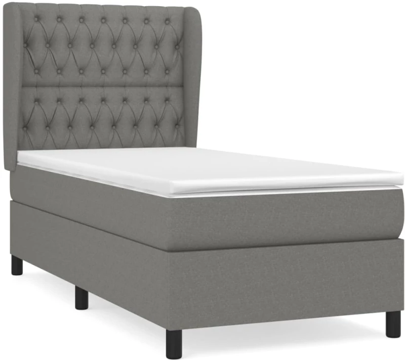 ΚΡΕΒΑΤΙ BOXSPRING ΜΕ ΣΤΡΩΜΑ ΣΚΟΥΡΟ ΓΚΡΙ 90X190 ΕΚ. ΥΦΑΣΜΑΤΙΝΟ 3128166