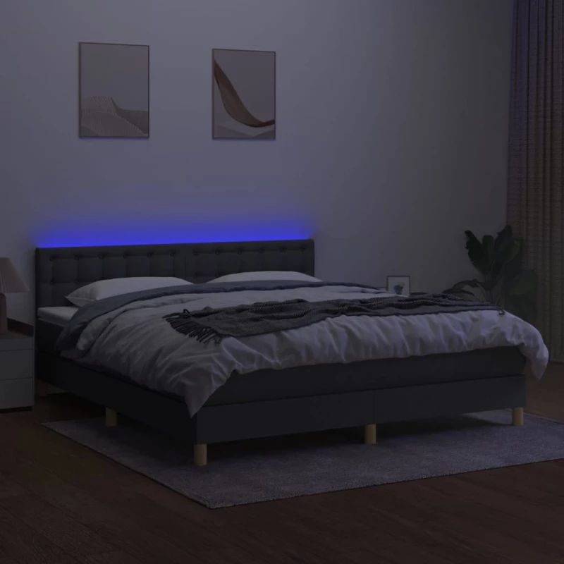 ΚΡΕΒΑΤΙ BOXSPRING ΜΕ ΣΤΡΩΜΑ & LED ΣΚ.ΓΚΡΙ 180X200 ΕΚ ΥΦΑΣΜΑΤΙΝΟ 3134054