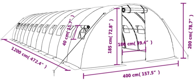 ΘΕΡΜΟΚΗΠΙΟ ΛΕΥΚΟ 48 Μ² 12 X 4 X 2 Μ. ΜΕ ΑΤΣΑΛΙΝΟ ΠΛΑΙΣΙΟ 3188076