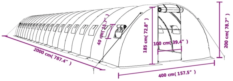 ΘΕΡΜΟΚΗΠΙΟ ΛΕΥΚΟ 80 Μ² 20 X 4 X 2 Μ. ΜΕ ΑΤΣΑΛΙΝΟ ΠΛΑΙΣΙΟ 3188080