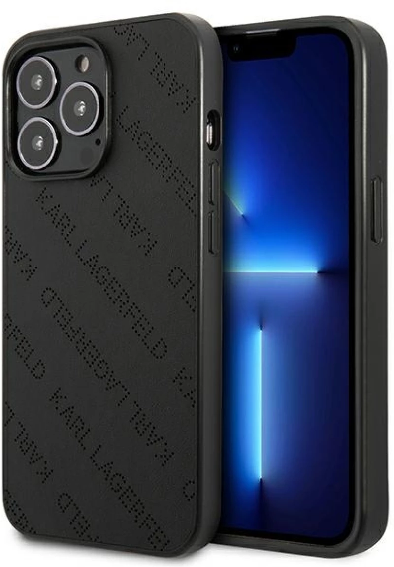 Karl Lagerfeld Perforated Allover - Cover for iPhone 13 Pro (Black)
