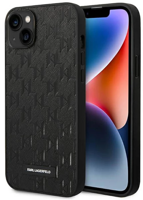 Karl Lagerfeld Saffiano Mono Metal Logo - Case for iPhone 14 Plus (Black)