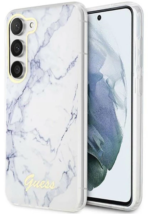 Guess Marble Collection - Case for Samsung Galaxy S23+ (White)