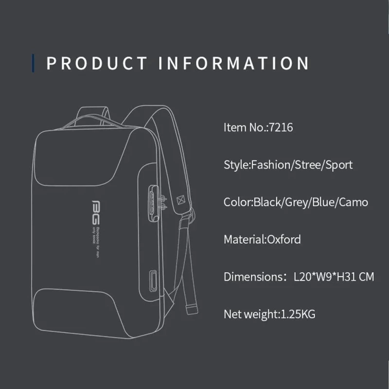 BANGE BACKPACK - 7216-GRAY