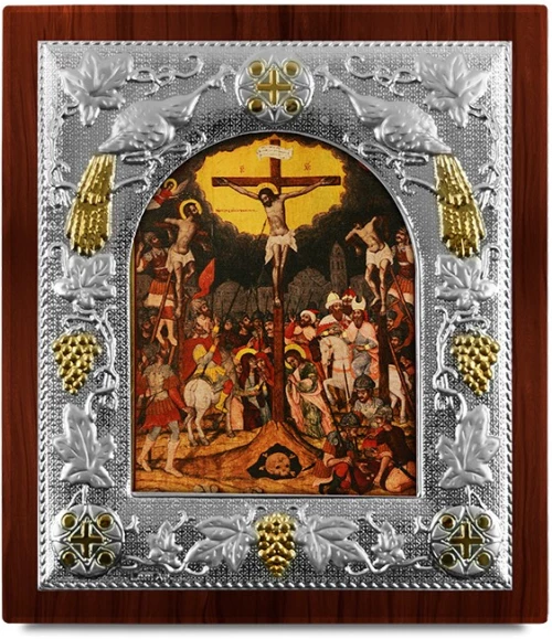 Ασημένια εικόνα ΣΤΑΥΡΩΣΗ-ΑΓΙΟΓΡΑΦΙΑ  15x13cm