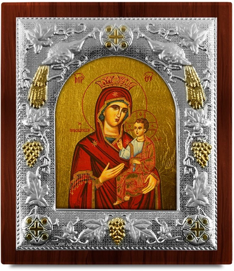 Ασημένια εικόνα ΠΑΝΑΓΙΑ Η ΠΡΟΥΣΙΩΤΙΣΣΑ-ΑΓΙΟΓΡΑΦΙΑ  15x13cm