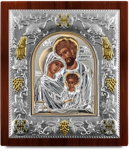 Ασημένια εικόνα ΑΓΙΑ ΟΙΚΟΓΕΝΕΙΑ  19.5x17.5cm