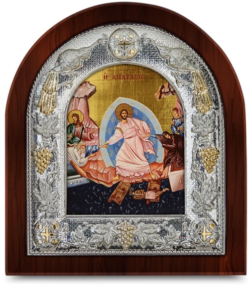 Ασημένια εικόνα ΑΝΑΣΤΑΣΗ ΑΓΙΟΓΡΑΦΙΑ  27x24cm