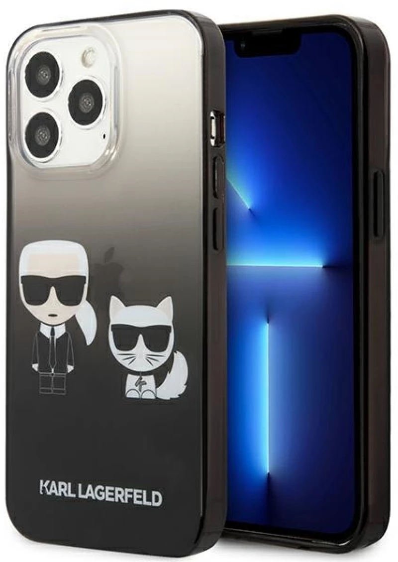 Karl Lagerfeld Gradient Ikonik Karl & Choupette - Case for iPhone 13 Pro (Black)