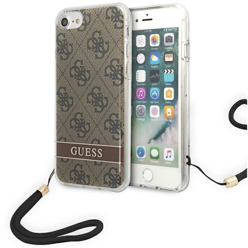 Guess 4G Print Cord - Cover for SE 2022 /SE 2020 / 7 / 8  (Brown)