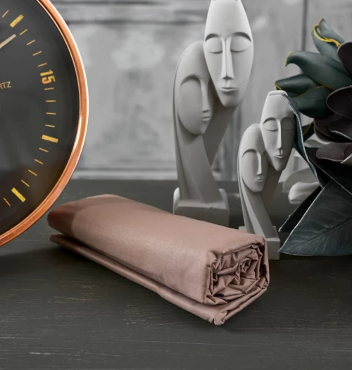 Σεντόνια Μονόχρωμα Λάστιχο Angel - Brown, Διπλό λάστιχο (150x200+25)