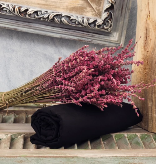 Σεντόνια Μονόχρωμα Λάστιχο Angel - Black, Υπέρδιπλο λάστιχο (175x200+25)