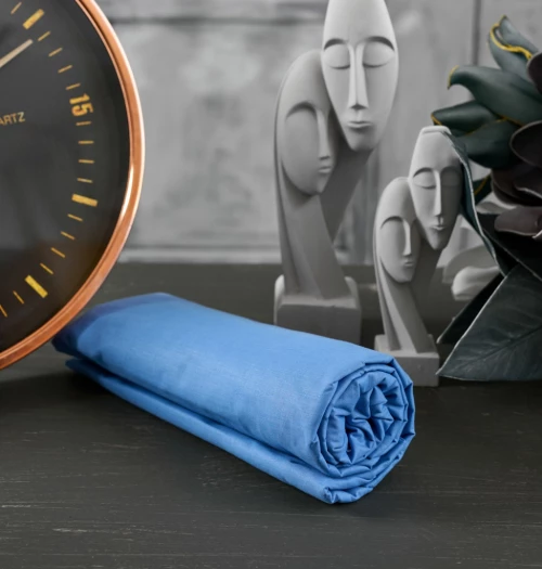 Σεντόνια Μονόχρωμα Λάστιχο Angel - Malibu Blue, Διπλό λάστιχο (150x200+25)