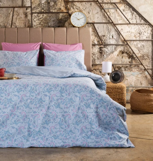 Σεντόνια Σετ "Luna" Lily Blue - Γίγας λάστιχο (1x265x280, 205x220+30 +2 μαξ. 50×70)