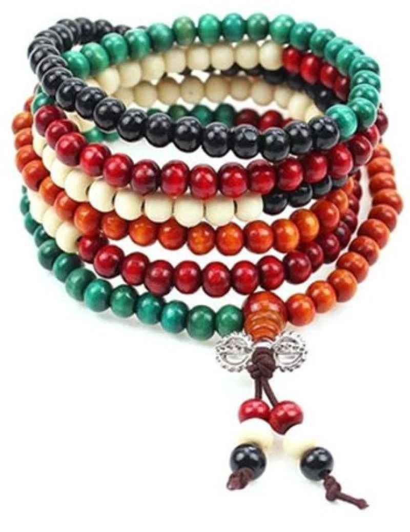 Χειροποίητο Mala Διαλογισμού από Χάντρες Colored Sandalwood 8mm
