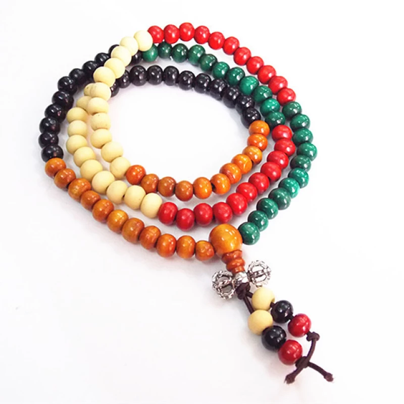 Χειροποίητο Mala Διαλογισμού από Χάντρες Colored Sandalwood 8mm