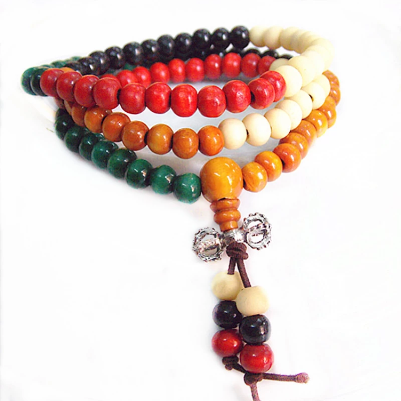 Χειροποίητο Mala Διαλογισμού από Χάντρες Colored Sandalwood 8mm
