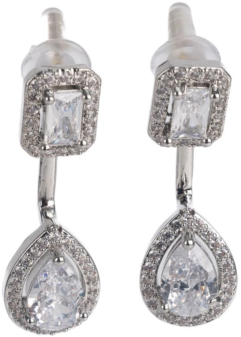 Σκουλαρίκια Με Σχέδιο Strass 01494-245 Ασημί Ασημί