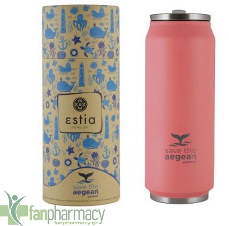 Θερμός Estia Travel Cup Save The Aegean Pastel Coral 500ml