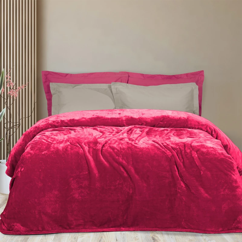 Κουβέρτα  βελούδινη διπλή 220x240cm deluxe Joli 3800gr Ροζ