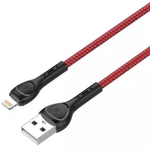 LDNIO LS481 Καλώδιο Κορδόνι Ταχείας Φόρτισης & Συγχρονισμού Δεδομένων USB σε Lightning (2.4A) (1m) (LED) (Κόκκινο)