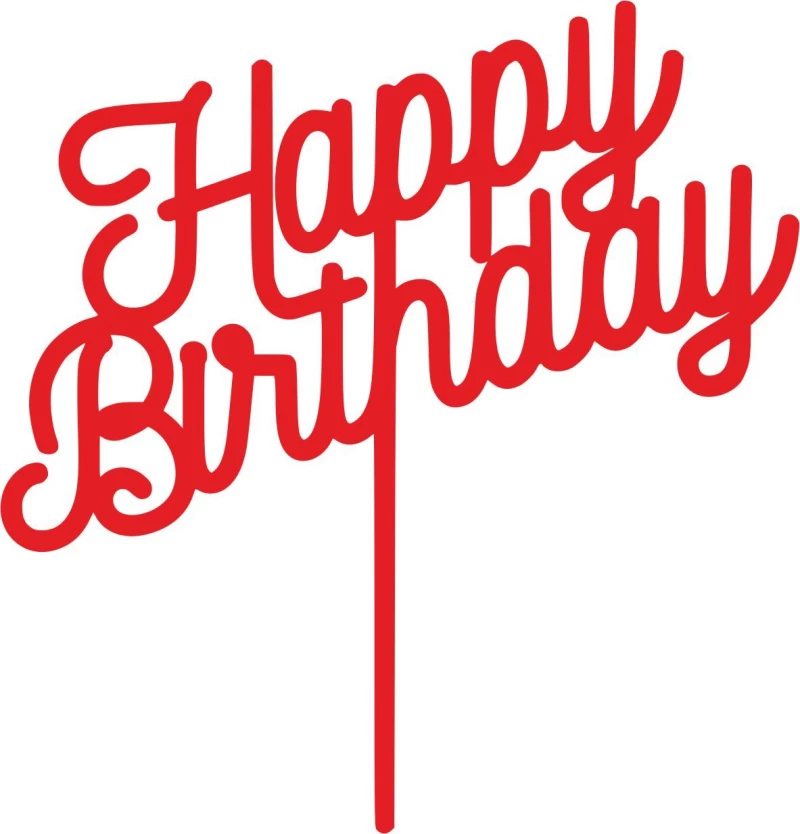 Cake Topper happy birthday 1 ΚΟΚΚΙΝΟ